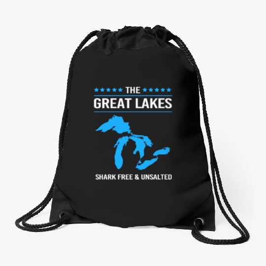 The Great Lakes Shark Free And Unsalted Drawstring Bags
