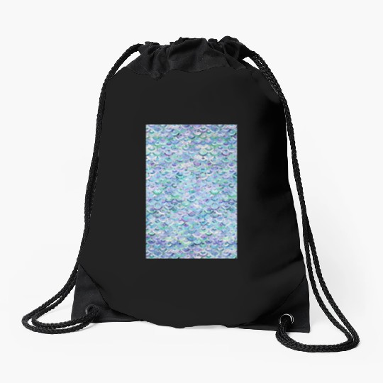 Marble Mosaic in Sapphire and Emerald Drawstring Bags