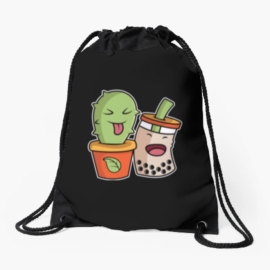 Boba and Cactus Close Friend or BFF Gift Drawstring Bags