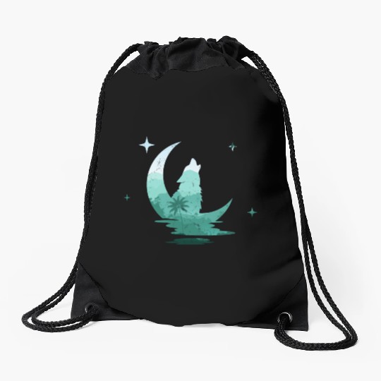 Howling Wolf Nature Lover Drawstring Bags