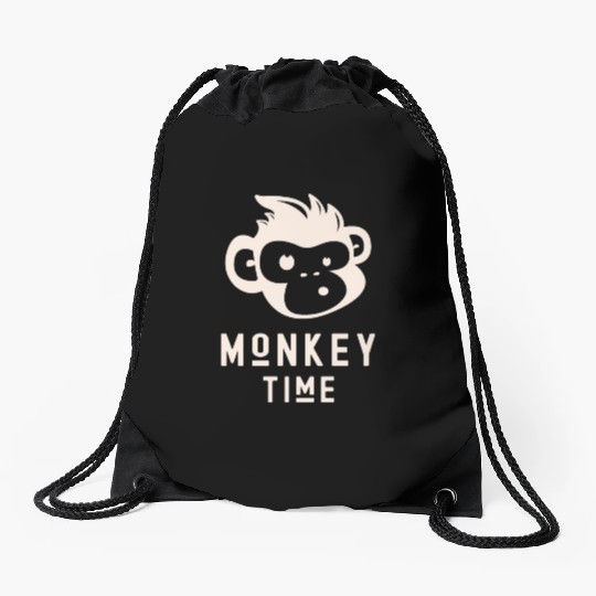 It's Monkey Time Cute Funny Monkey Face Drawstring Bags