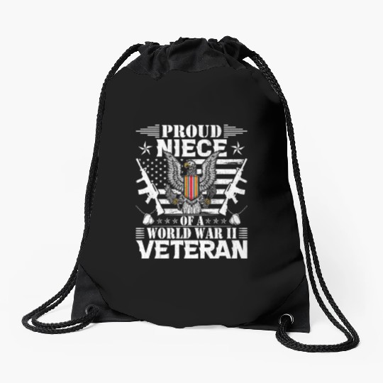 Proud Niece of a World War Il Veteran Drawstring Bags