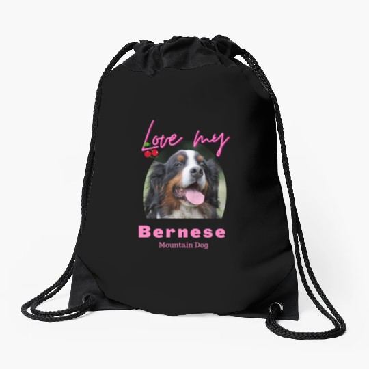 Love my Bernese Mountain Dog Girl Drawstring Bags