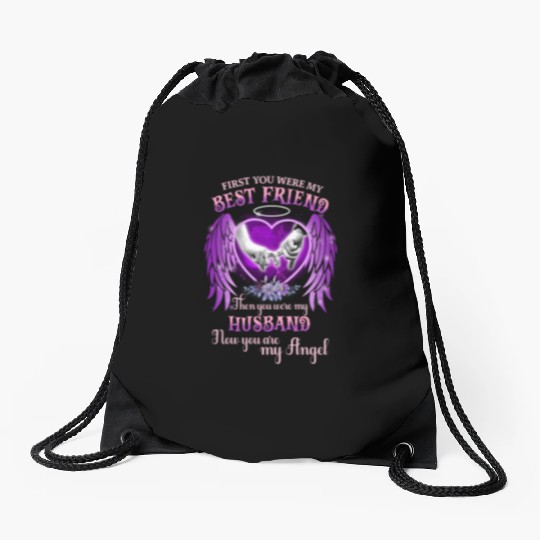 Best Friend Then You Were My Husband Memorial Gift Drawstring Bags