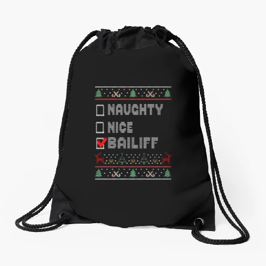 Naughty Nice Bailiff, Matching Christmas Group Drawstring Bags