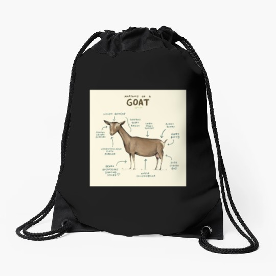 anatomy of a goat greeting card Drawstring Bags