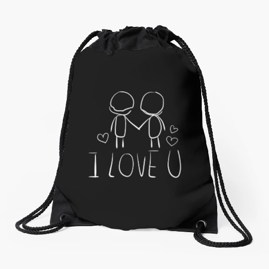 valentines day i love you gay couple Drawstring Bags