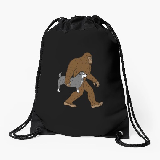 Bigfoot Sasquatch Carrying Schnauzer Drawstring Bags