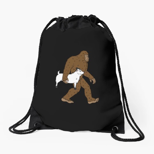 Bigfoot Sasquatch Carrying Goat Drawstring Bags