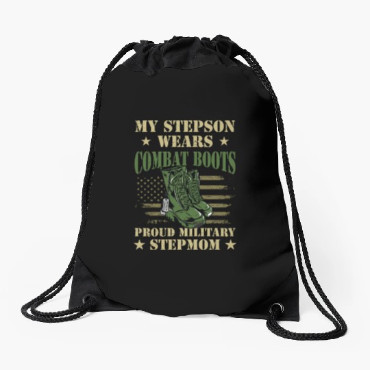 My Stepson Wears Combat Boots Proud Military Step Drawstring Bags