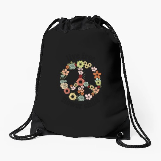 Vintage Wildflowers Sublimation Drawstring Bags