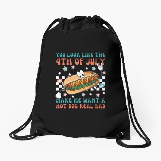 Makes Me Want A Hot Dog Real Bad, 4th July Drawstring Bags