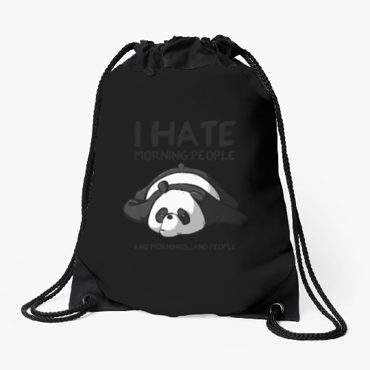 Panda morning Drawstring Bags