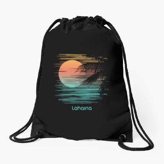 Artistic Lahaina Maui Hawaii Palm Tree Vacation Drawstring Bags