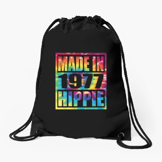 Hippie Birthday 1977 Drawstring Bags