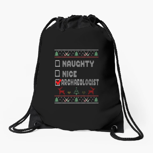 Naughty Nice Archaeologist, Matching Christmas Drawstring Bags