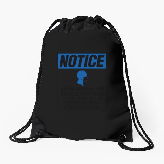 Face Mask Business Notice Facemask Covering Distan Drawstring Bags