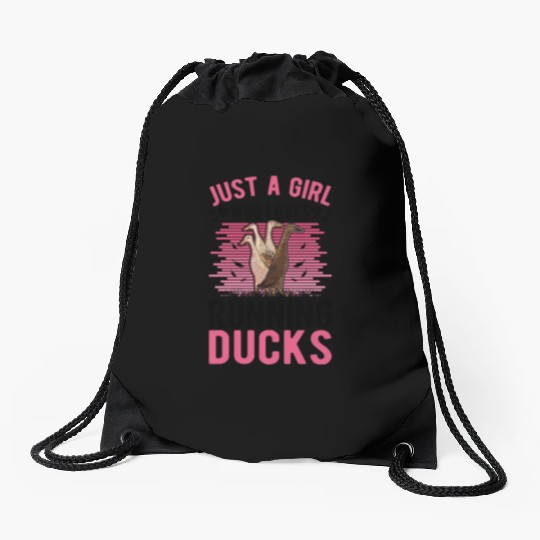 Just A Girl Who Loves Running Ducks Drawstring Bags