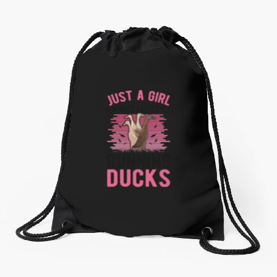 Just A Girl Who Loves Running Ducks Drawstring Bags