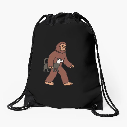 Bigfoot Sasquatch Walking Ferret Drawstring Bags
