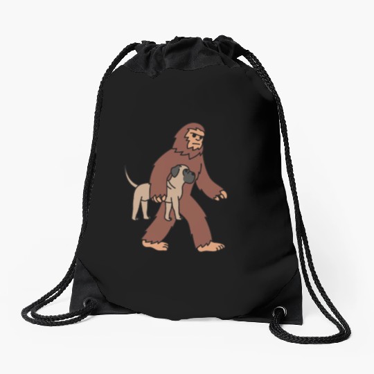 Bigfoot Sasquatch Walking English Mastiff Drawstring Bags