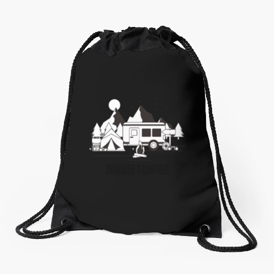 summer camping Drawstring Bags
