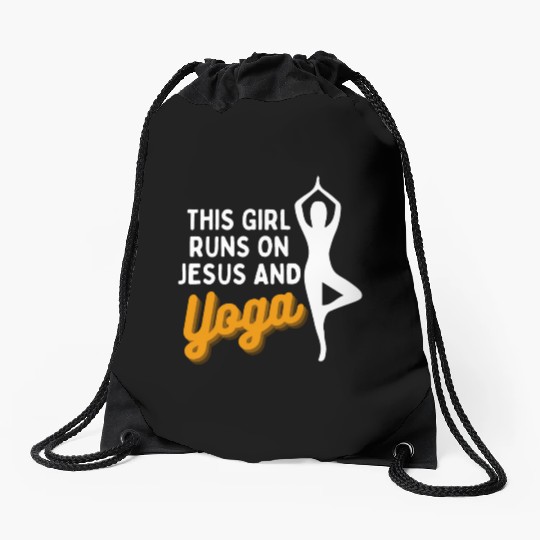 Runs On Jesus And Yoga Drawstring Bags