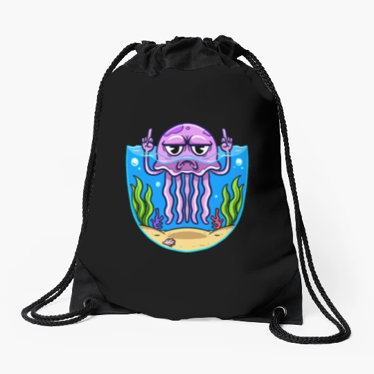 Jelly Fish Middle Finger Jellyfish Drawstring Bags