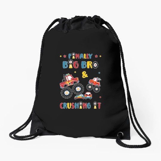 Big Brother Monster Truck and Car -Finally Big Bro Drawstring Bags