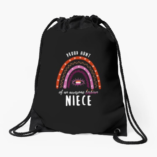 Rainbow Aunt Lesbian Niece Drawstring Bags