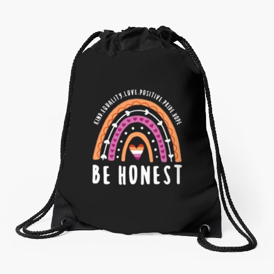 Be Honest Lesbian Pride Rainbow Drawstring Bags