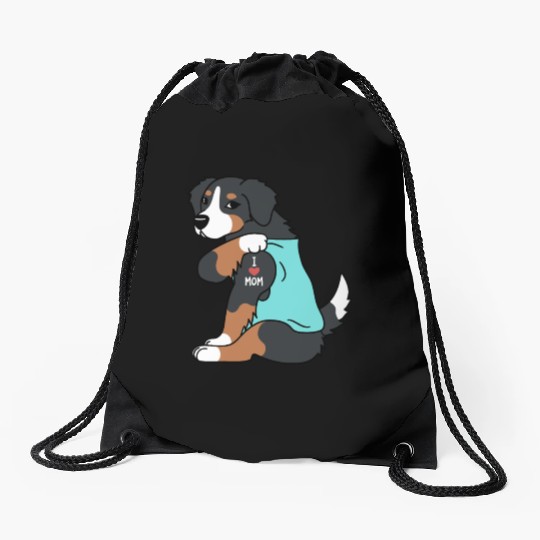 I Love Mom Tattoo Bernese Mountain Dog Drawstring Bags