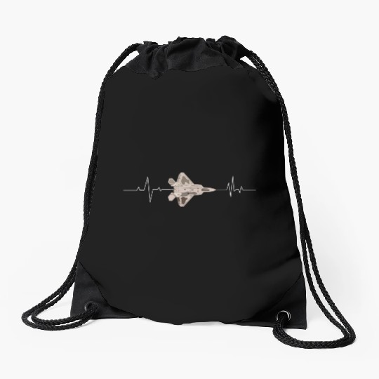 f22 raptor heart beat Drawstring Bags