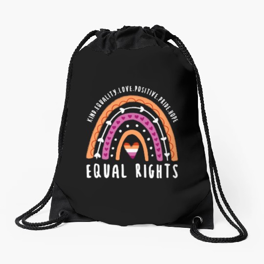 Equal Rights Lesbian Pride Rainbow Drawstring Bags