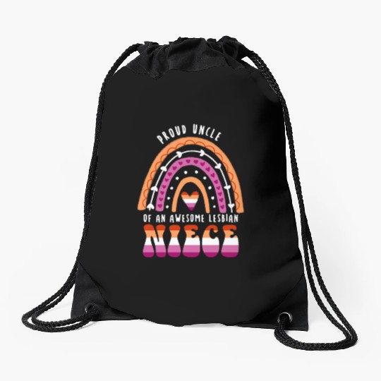 Proud Uncle Awesome Lesbian Niece Drawstring Bags