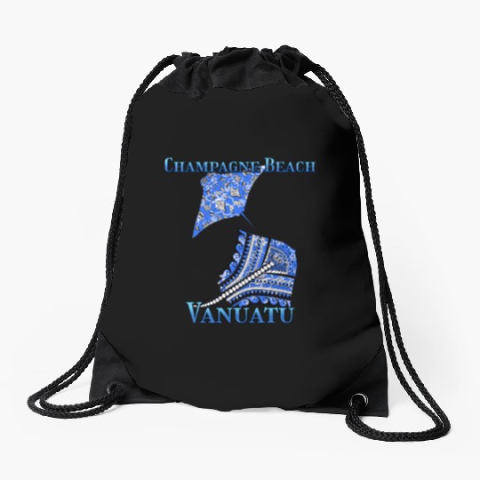 Champagne Beach Vacation Tribal Stingrays Drawstring Bags