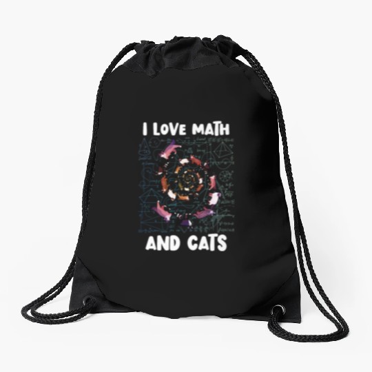 Math Kitty Cat I Love Math And Cats Mathematics Drawstring Bags