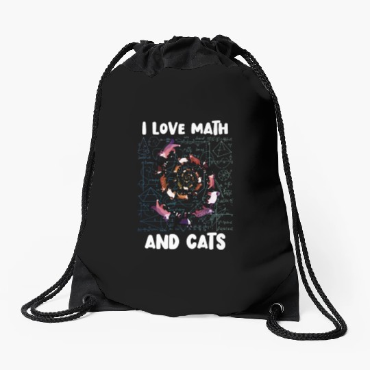 Math Kitty Cat I Love Math And Cats Mathematics Drawstring Bags