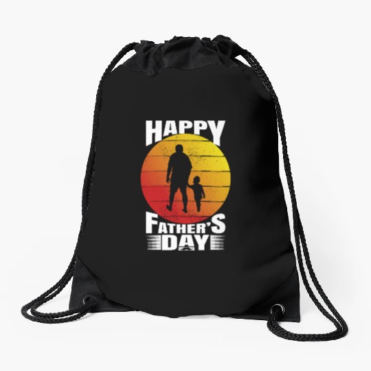 Happy fathers day. Retro style fathers day. Drawstring Bags