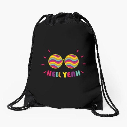 Pride Month - Hell Yeah - Rainbow Glasses Drawstring Bags