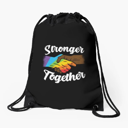 LGBTQ+ Black Pride Stronger Together Rainbow Gay Drawstring Bags