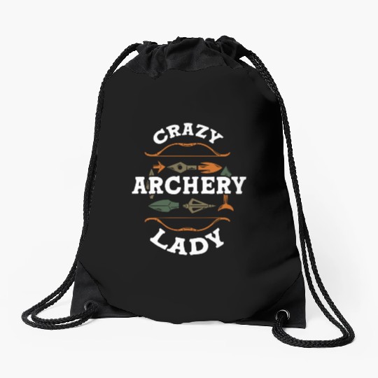 Crazy Archery Lady Archer Drawstring Bags