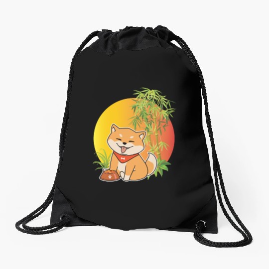 Shiba Inu Japanese Dog Breed Bamboo Plant Hunting Drawstring Bags