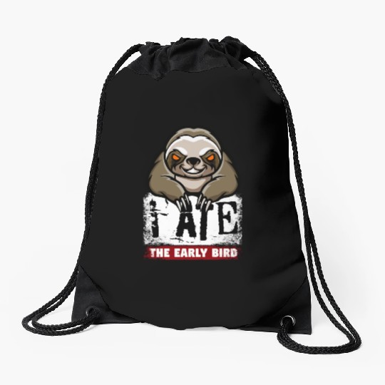 Mad grumpy sloth, the morning grouch Drawstring Bags