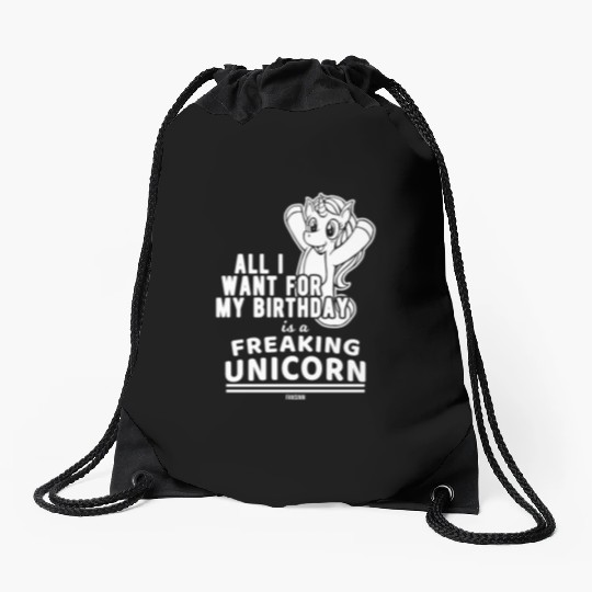 Unicorn for the birthday Drawstring Bags
