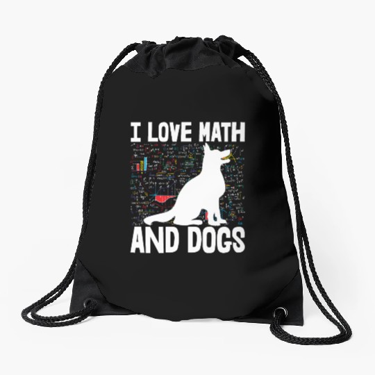 I Love Math & Dogs Drawstring Bags