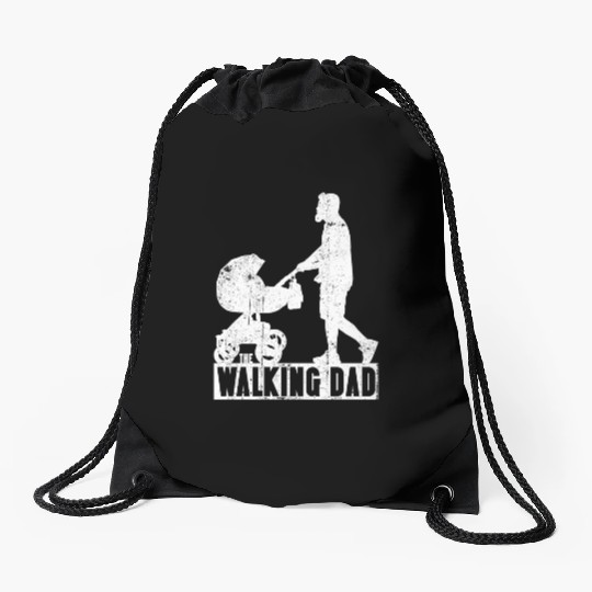 The walking dad Drawstring Bags