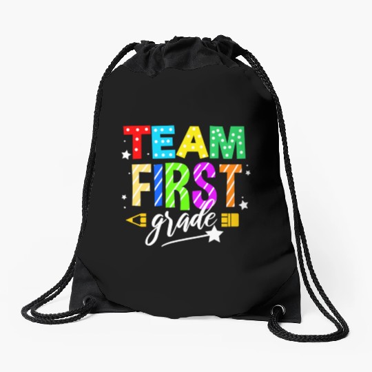 Team First Grade For Elementary Teacher Drawstring Bags