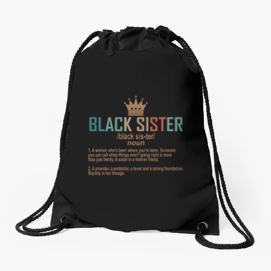 Black Sister Definition Vintage Drawstring Bags