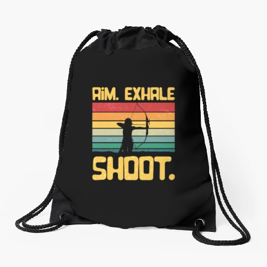 Archery Girl Aim Exhale Shoot Archer Retro Vintage Drawstring Bags